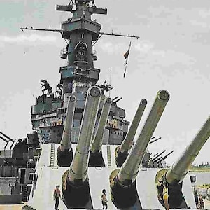 Cartolina fotografica di viaggio vintage di metà secolo inutilizzata - Corazzata USS Alabama - Esercito degli Stati Uniti - Marina