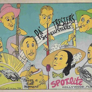 Vintage 1940er Jahre Große Illustrierte Postkarte - Pa Trester's Screwballs - Hollywood, Florida - USA