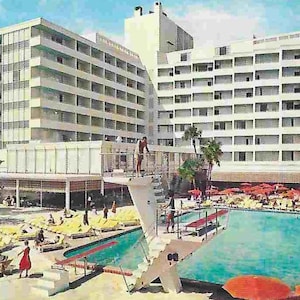 Cartolina fotografica di viaggio vintage di metà secolo inutilizzata - Diplomat Hotel - Hollywood by the Sea, Florida, Stati Uniti