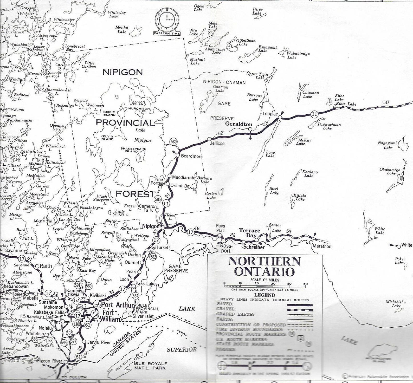 Vintage Mid Century AAA Road Map Ontario, Canada Etsy