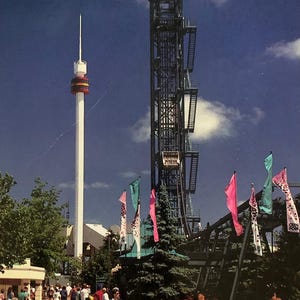 Stara nieużywana pocztówka z lat 90. - Park rozrywki Cedar Point - 1995 - Demon Drop