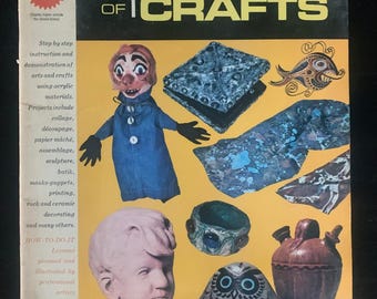 livre d'art vintage du milieu du siècle - l'art de l'artisanat acrylique - un livre de bibliothèque Grumbacher