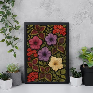 Pósteres enrollados, arte mural floral abstracto, arte natural apacible, impresiones para decoración del hogar, impresiones de pósteres de flores botánicas