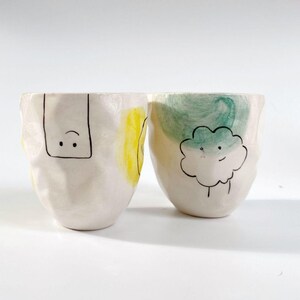 Taza de cerámica con caras locas hecha a mano: original y divertida, con dibujos animados, regalo único para amantes del café, cerámica artística colorida.