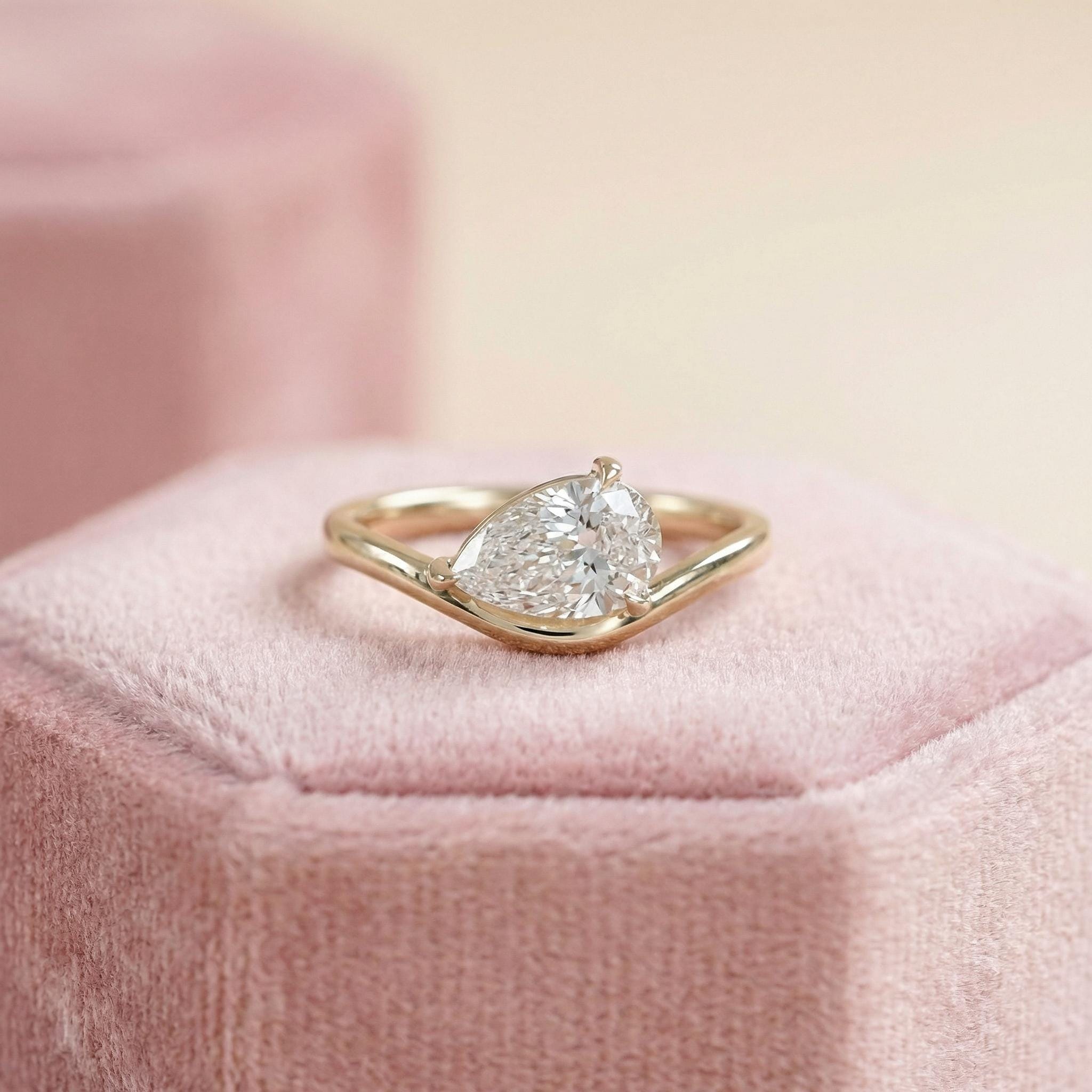Lab grown diamond engagement ring - Etsy 日本