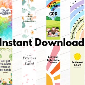 Christian Kids Scripture Bookmarks | Bible Verse Bookmarks for Children | Faith-Based Printable | Instant Download | Christian Bookmark Set