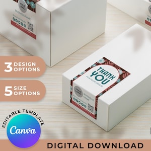 Modern Boho | Printable Box Labels, Box Seal Sticker, Thank You Sticker, Packaging Sticker, Custom Packaging Labels, Editable Canva Template