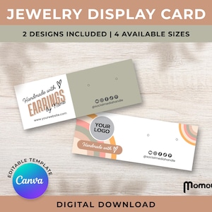 Earring Backing, Editable Jewelry Display Card Template, Printable Display Card Template, Necklace Packaging, Bracelet Display Card