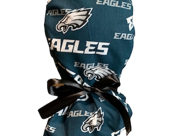 Football Eagles Ponytail Scrub Cap, Satin Lined, Philadelphia, Medical Surgical Hat, Long Hair Protection Nurse Gift