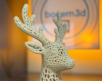 Escultura geométrica de cabeza de ciervo impresa en 3D / Decoración minimalista moderna para el hogar / Adorno para escritorio y estante hecho a mano