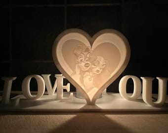 Litofanía fotográfica personalizada: corazón impreso en 3D, arte activado por luz