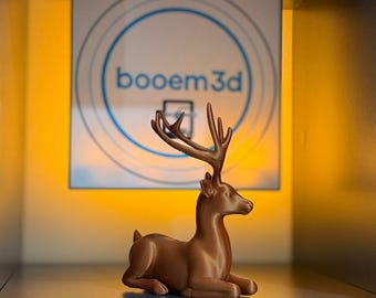 Escultura de ciervo sentado impresa en 3D / Decoración minimalista moderna
