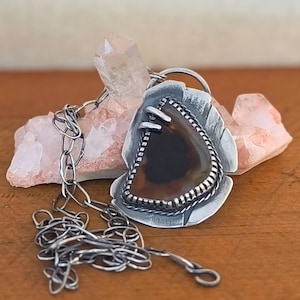 Sunset Agate Sterling Silver Pendant: Handmade Boho Statement Necklace