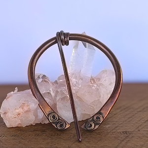 Handmade Copper Penannular Brooch: Celtic Viking Shawl Pin