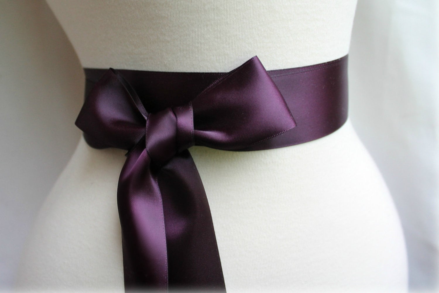 Aubergine Eggplant Deep Plum Sash Belt Double Faced Satin - Etsy