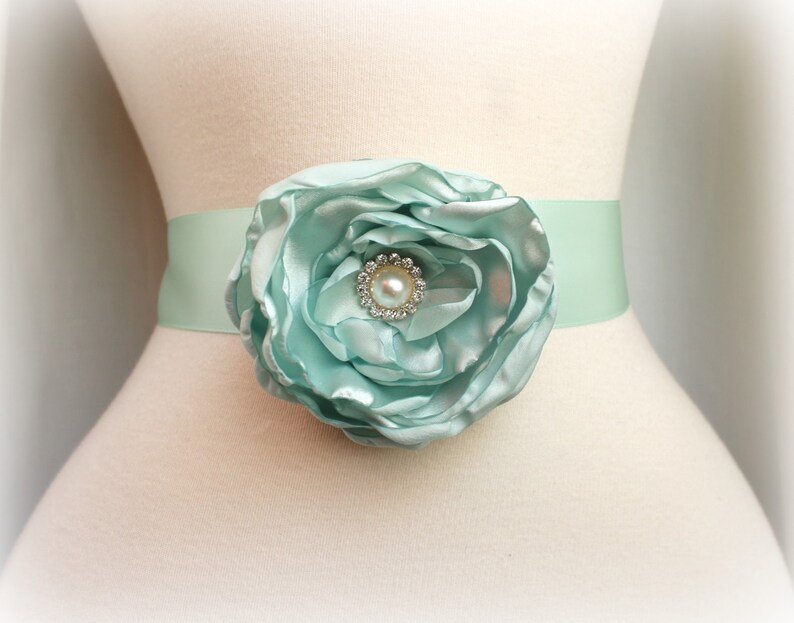 Mint Green Satin Sash Belt Double Faced Satin Ribbon Sash Etsy