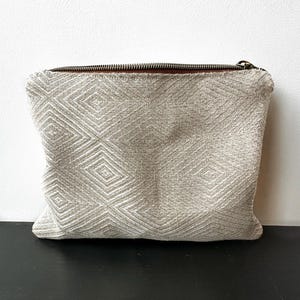 Pochette per il trucco in tessuto lavorato a maglia beige, Borsa per cosmetici per articoli da toeletta, Grande portamonete, Borsa per il trucco per lei