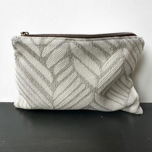Pochette per il trucco in tessuto lavorato a maglia grigio, Borsa per cosmetici per articoli da toeletta, Grande portamonete, Borsa per il trucco per lei