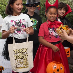 Halloween Trick or Treat Cotton Canvas Tote Bag