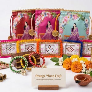 Decorated Potli Bag Set | Bindi, Bangles,Ring Wedding Festival Favors