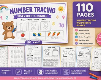 Number Tracing Worksheets 1-100 | Printable Number Practice | Kindergarten Math | Preschool Counting Activity | Homeschool PDF