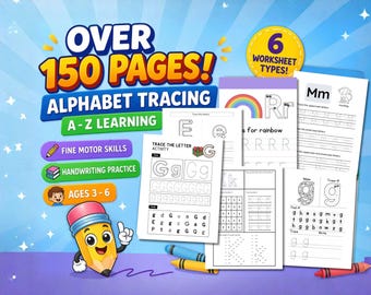 Alphabet Tracing Worksheets Bundle | Learn to Write A–Z | Preschool & Kindergarten Handwriting Practice | Fine Motor Skills Printable PDF