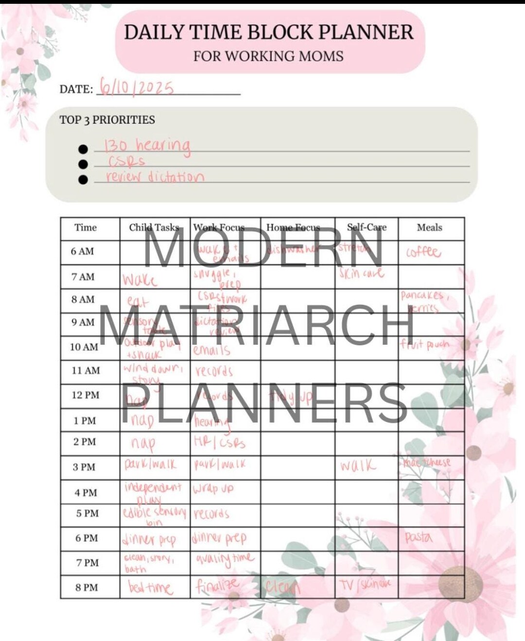 Daily Time Block Schedule for Work From Home Moms With Toddlers - Etsy