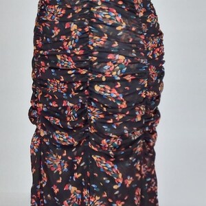 Black Ruched Mesh Midi Dress Free People Floral Stretch Evening Dress image 2