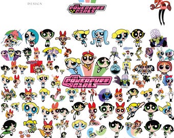 Cartoon Chracters PowerPuffGirls Svg // Digital Print / Bundle Birthday Party Special Day /T shirt /Hoodie / Sticker / Cupa /Poster Png/Pdf/