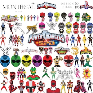 Personajes de Power Rangers Svg // Impresión digital / Paquete Fiesta de cumpleaños Día especial / Camiseta / Sudadera con capucha / Pegatina / Taza / Póster Png / PDF/