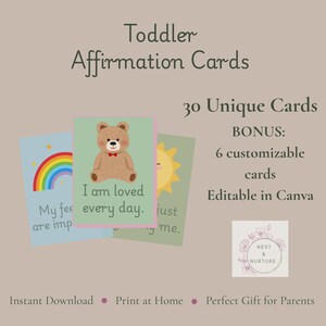 Affirmatiekaarten voor peuters | Canva afdrukbare mindfulness-set voor kinderen | Aanmoediging en motivatie voor peuter- en kinderdagverblijven | Montessori