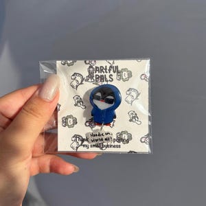 shrinky dink pin silly penguin enamel pin