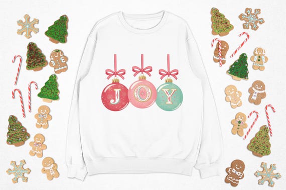 Joy Ornament Retro Sweatshirt | Christmas Holiday Snowball Bauble Crew