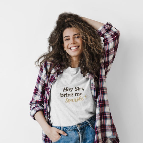 Hey Siri Sparkle Heavy Cotton Tee, Funny Gift Tee