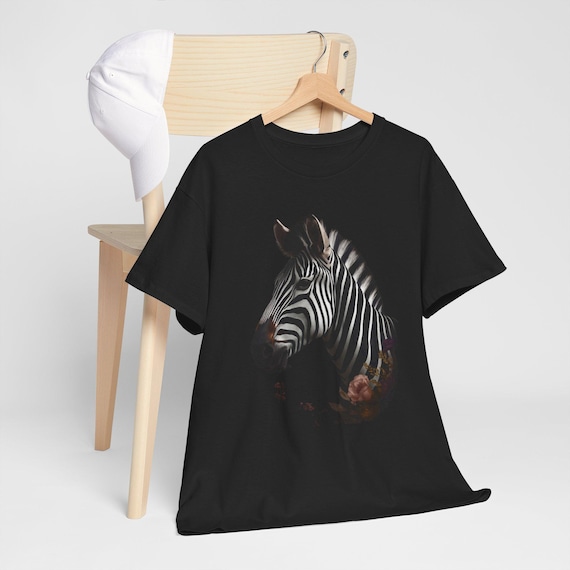 Floral Zebra Print: Dark Romance Wall Art or Black Tee