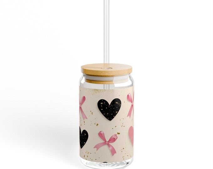 Sparkle XO Heart-Patterned Sipper Glass