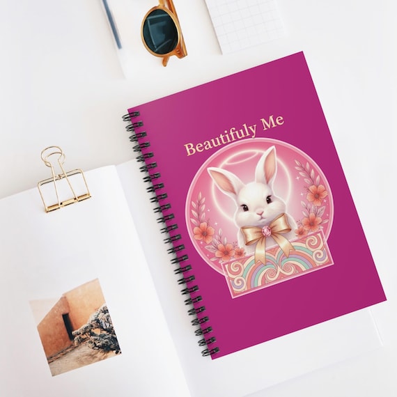 Beautifully Me Bunny Illustration Spiral Notebook | Ruled Journal