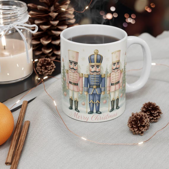 Christmas Nutcracker Mug, Holiday Sparkle Coffee Cup