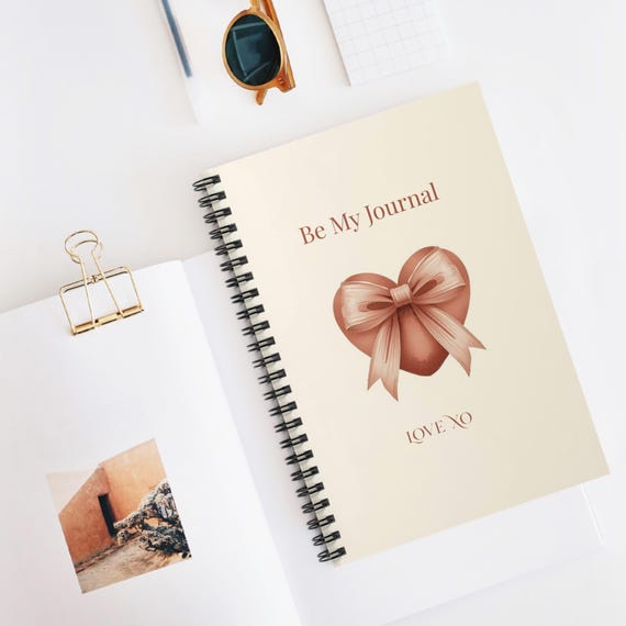 Be My Journal heart bow Notebook | Spiral Ruled Journal