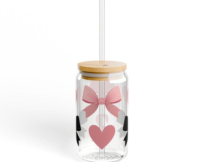 Darling Heart & Bow Touch of Sparkle XO Sipper Glass