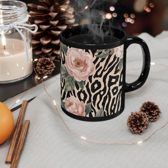 Floral Zebra Print Mug - Trendy Coffee Cup for Animal Lovers
