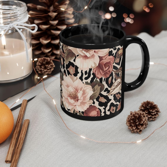 Floral Leopard Print Mug Coffee Cup Tea Mug