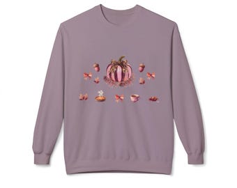 Whimsical Fall Crewneck Sweatshirt - Cozy Pumpkin Sweatshirt, Autumn Apparel