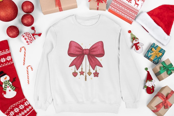 Glam Bow Sweatshirt | Holiday Ribbon Charm