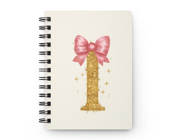 Sparkling Bow Monogram "I" Spiral Bound Journal