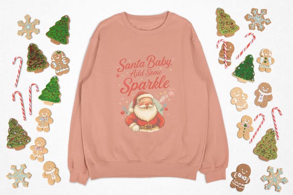 Santa Baby Sparkle Sweatshirt | Vintage Santa Christmas Crewneck