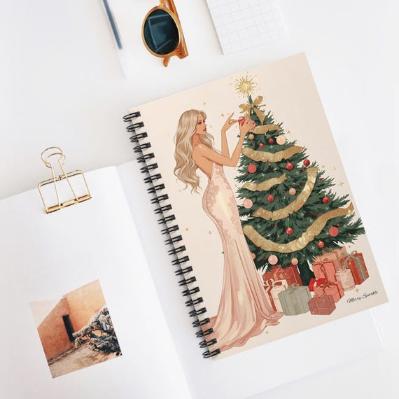 Elegant Christmas Spiral Notebook - Holiday Planner, Festive Note-taking, Christmas Decor