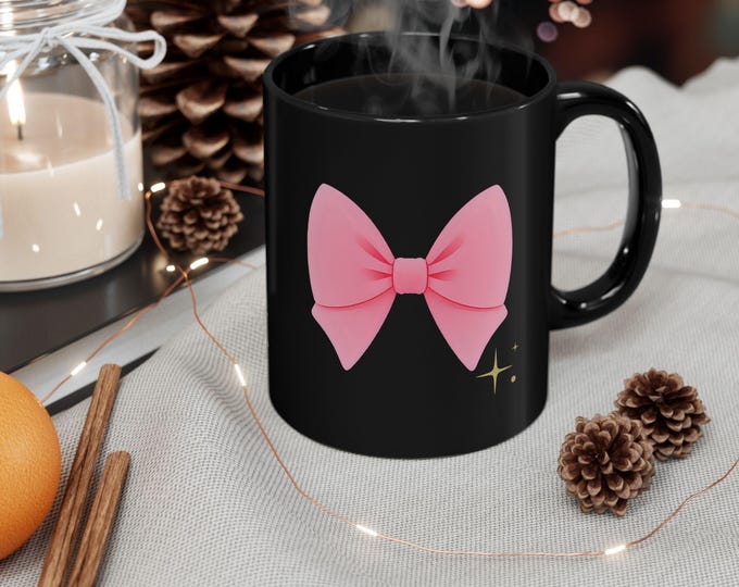 Charming Pink Bow Mug with a Touch of Sparkle