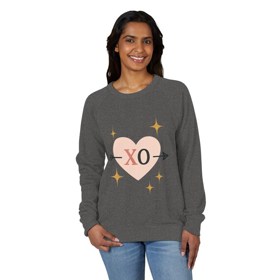 Soft Hearts. Bold Sparkles XO French Terry Raglan Crewneck