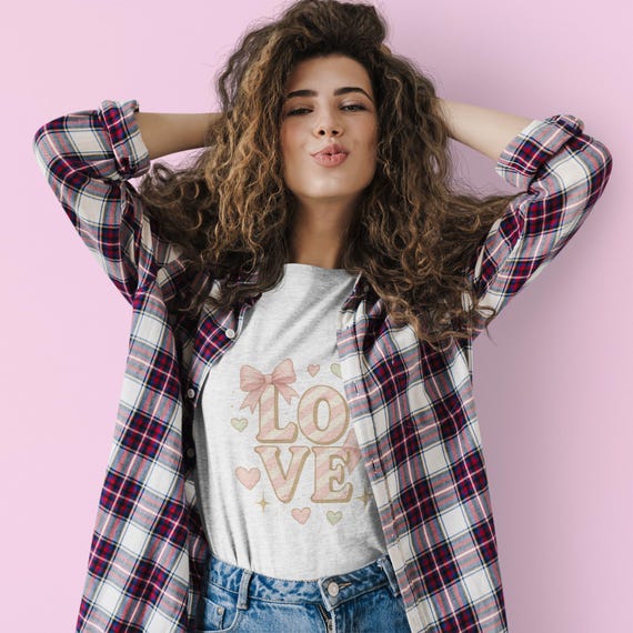 Sparkle Love T-Shirt: Pastel Bows Graphic Tee